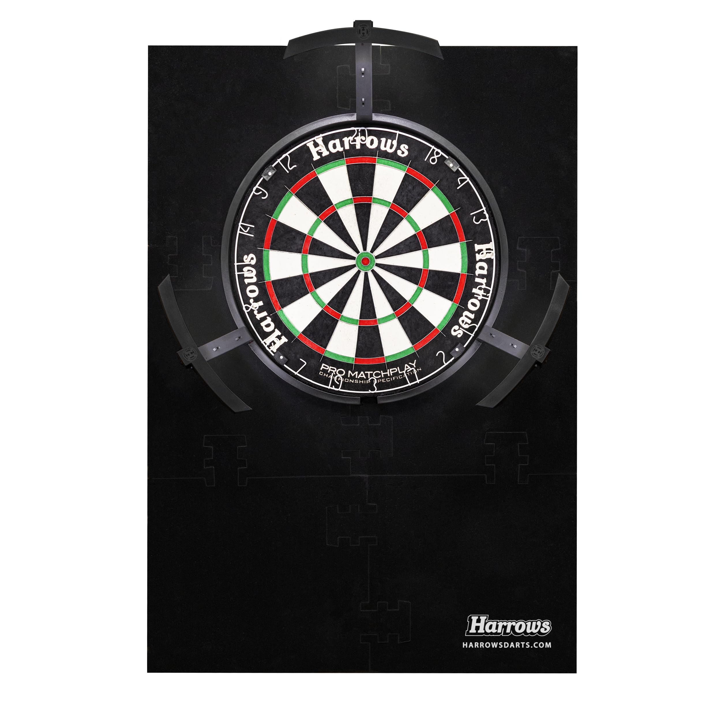 Harrows XL Dart Board Surround Ring - 6pcs Easy Assembly Wall Protector - 140% Larger - Double Sided for Long Life