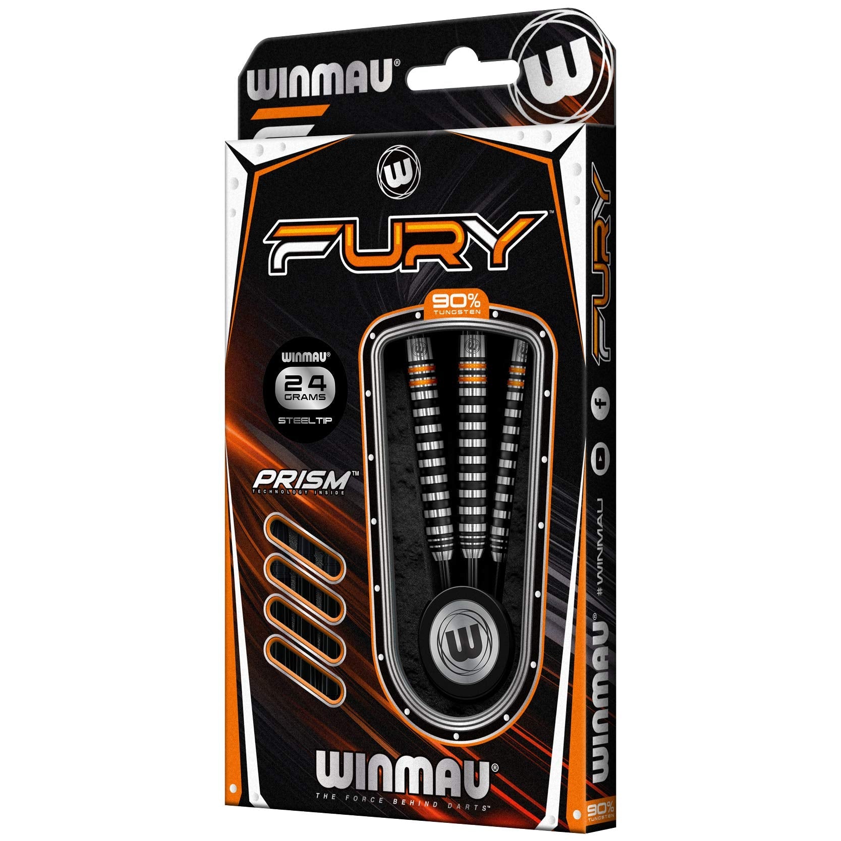 WINMAU Darts Fury 24g Tungsten Darts Set with Prism Flights & Vecta Shafts - Professional High-Performance Precision, Accuracy, Durability & Control
