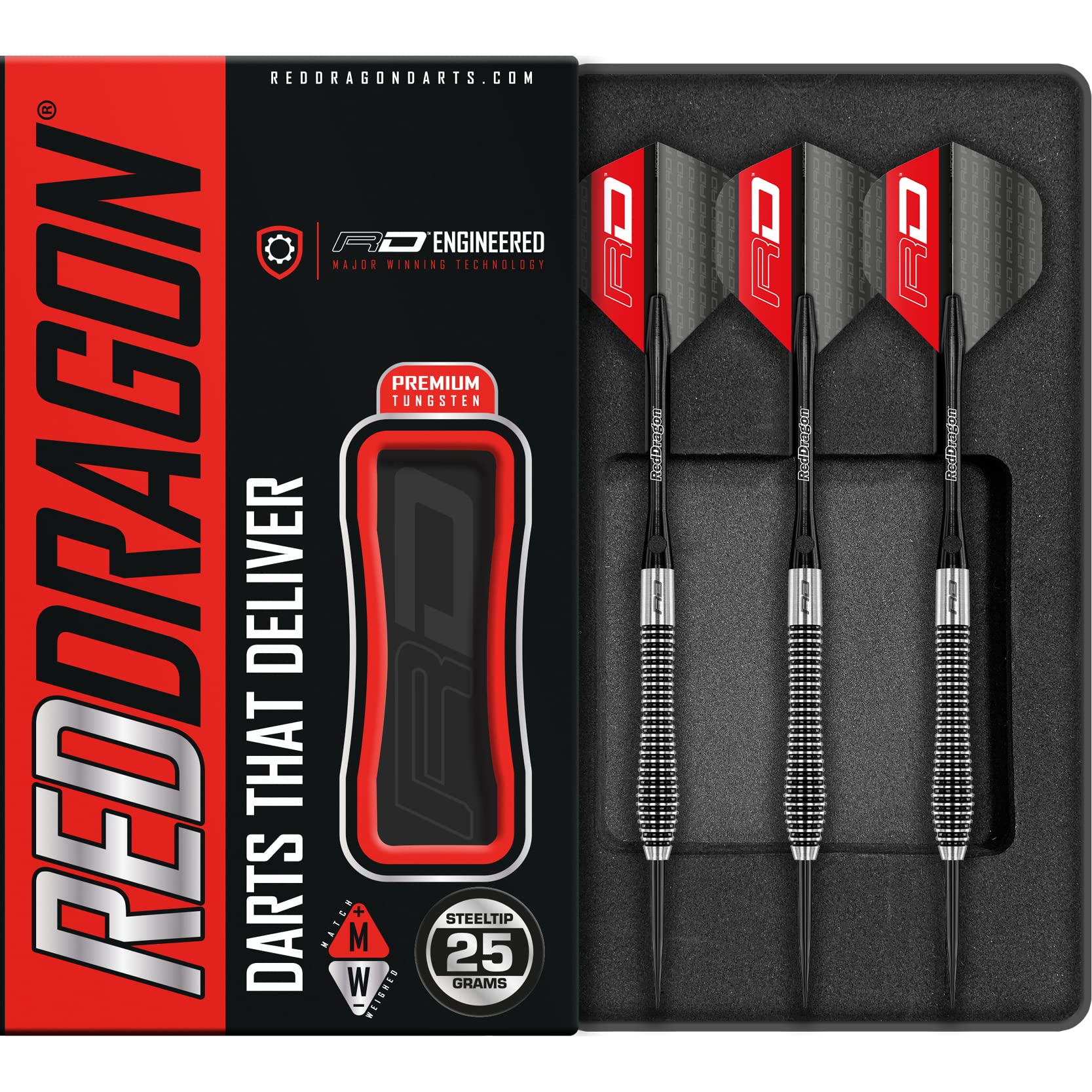 RED DRAGON Lethal Magic 25g Tungsten Darts Set with Flights and Stems