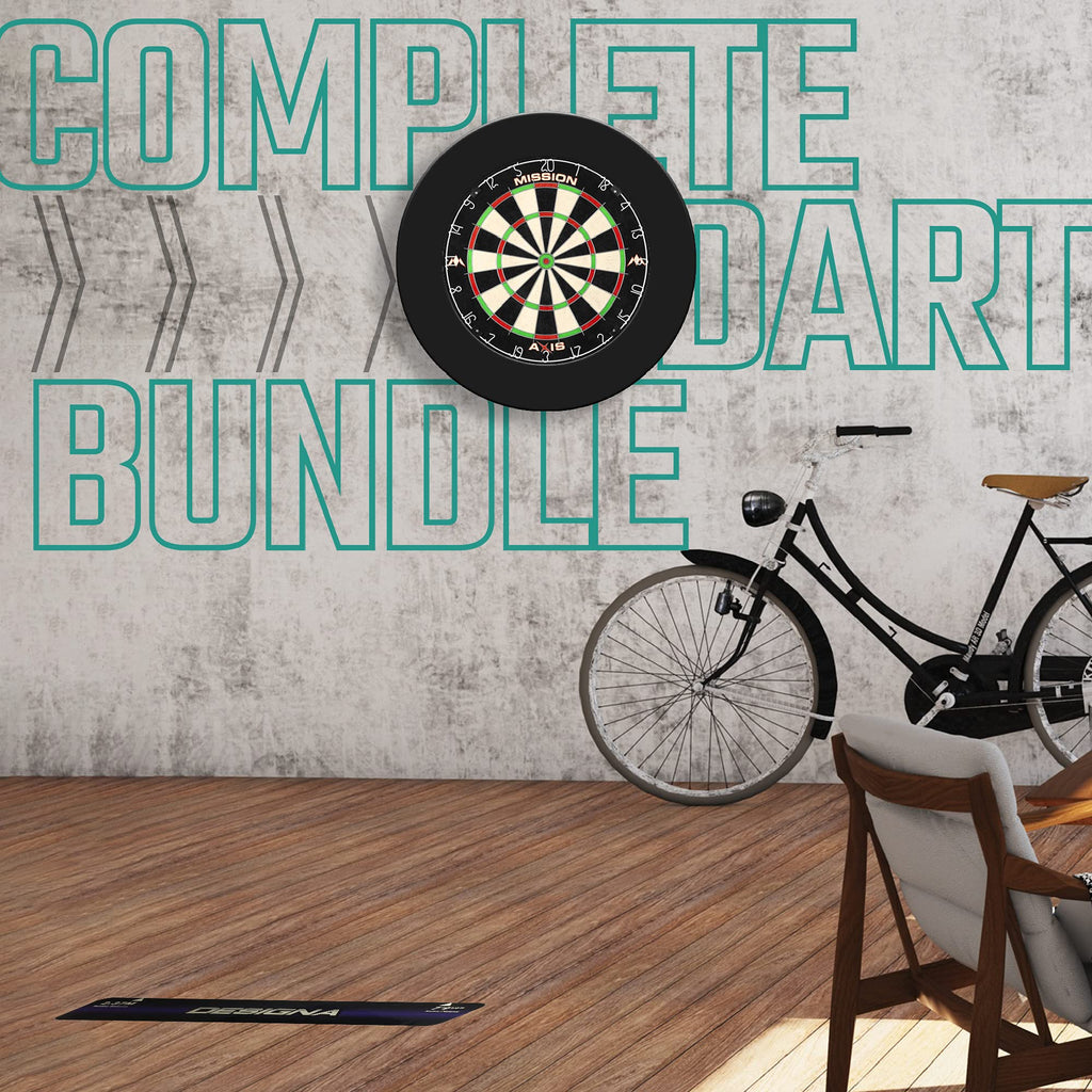 Mission Darts Dart Board Home Centre | Complete Darts Package Including Dartboard and 2 Sets of Darts (Jigsaw Surround)