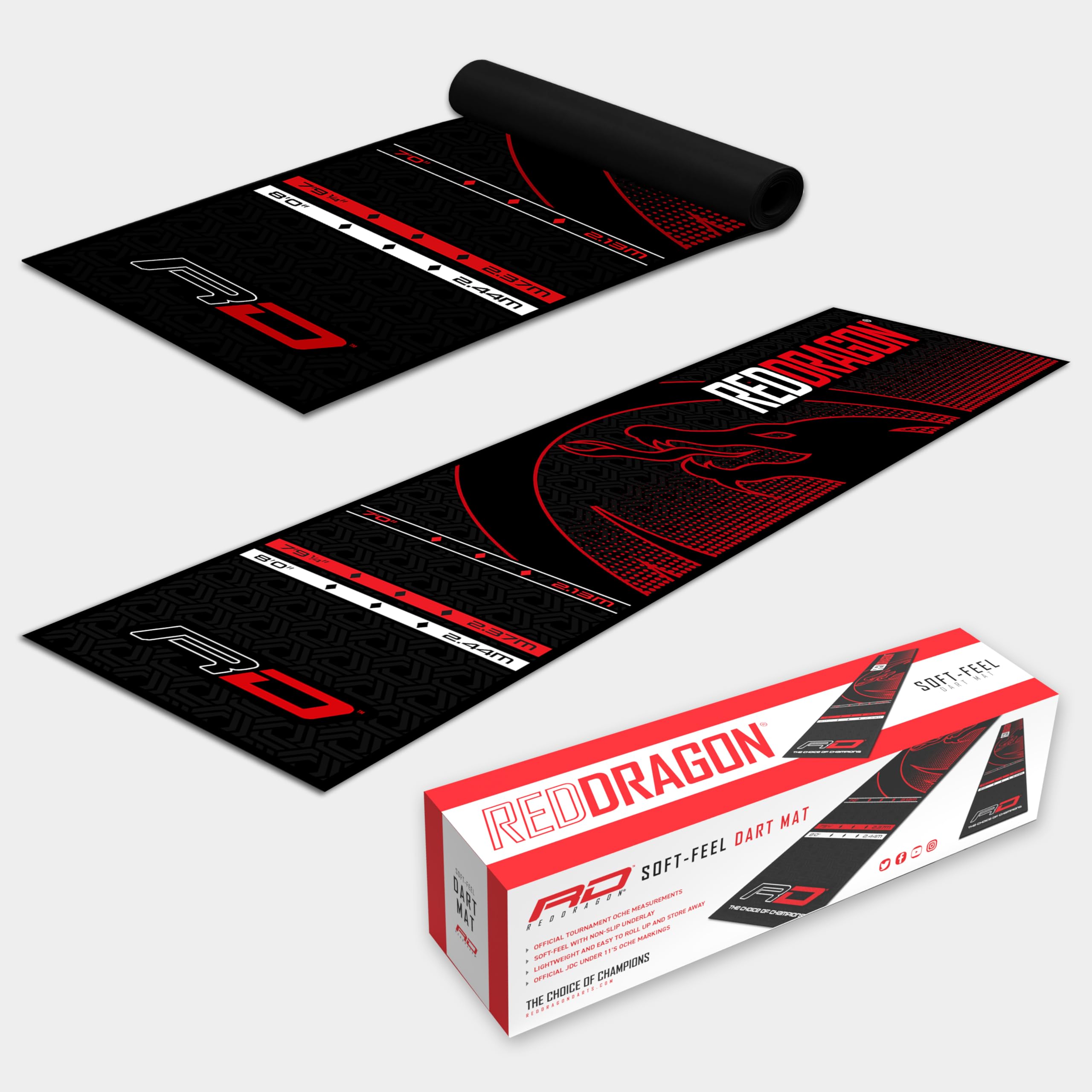Red Dragon Darts Mat ? Soft Feel Dart Mat with Oche Line - Official Tournament Measurements - Professional Darts Accessories