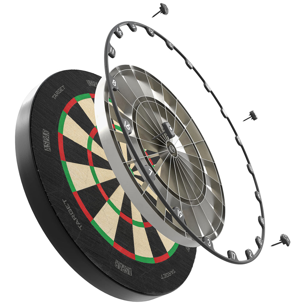 Target Darts Aspar Dart Board | Steel Tip Dartboard with Self Recovering Sisal Bristles & Rotational Score Ring | Thin Wire Regulation Competition