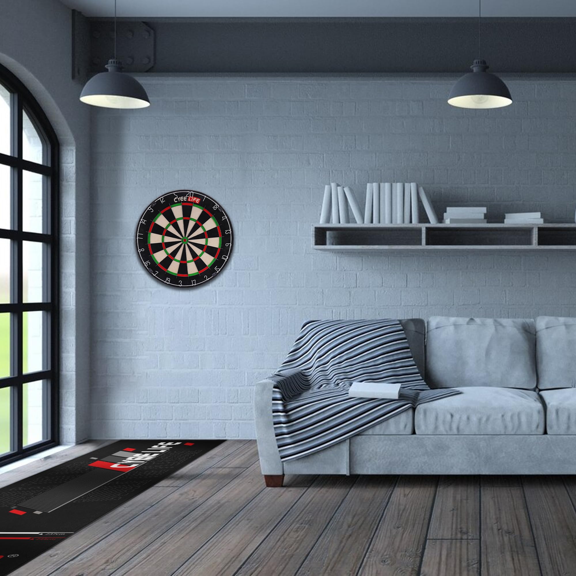 CyeeLife Darts Mat,297 X 66cm Professional Non Slip Carpet Mats for Floor and Dart Tips Protection,Black