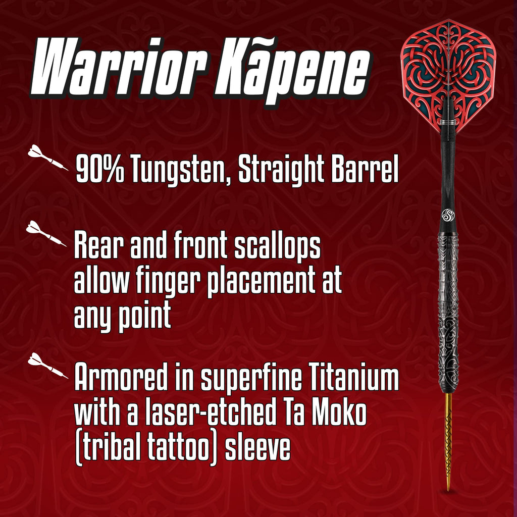 Shot! Darts Warrior Kapene Steel Tip Dart Set 90% Tungsten Barrels 23 gram