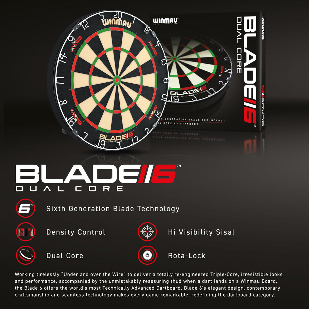 WINMAU Darts Blade 6 Dual Core Professional Dartboard with Official tournament specifications | Endorsed by the PDC