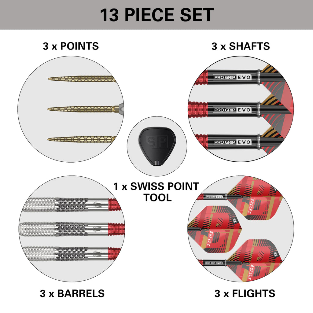TARGET Darts Stephen Bunting G5 95% Tungsten Dart Set (22G), Steel Tip Swiss Point Darts | Generation 5 Player Edition Darts with Swiss Points,