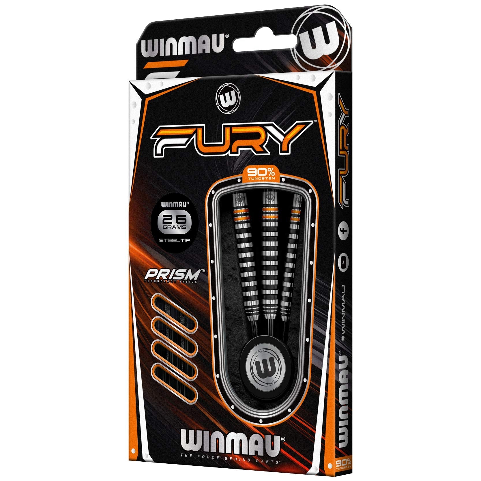 WINMAU Darts Fury 26g Tungsten Darts Set with Prism Flights & Vecta Shafts - Professional High-Performance Precision, Accuracy, Durability & Control