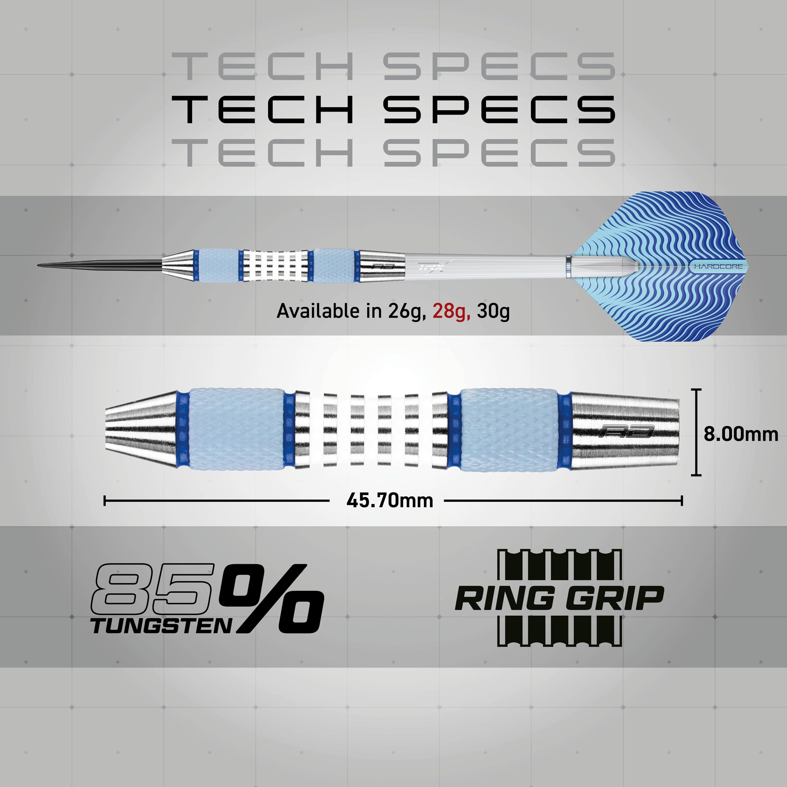 RED DRAGON Stag 28g Tungsten Darts with Flights and Stems
