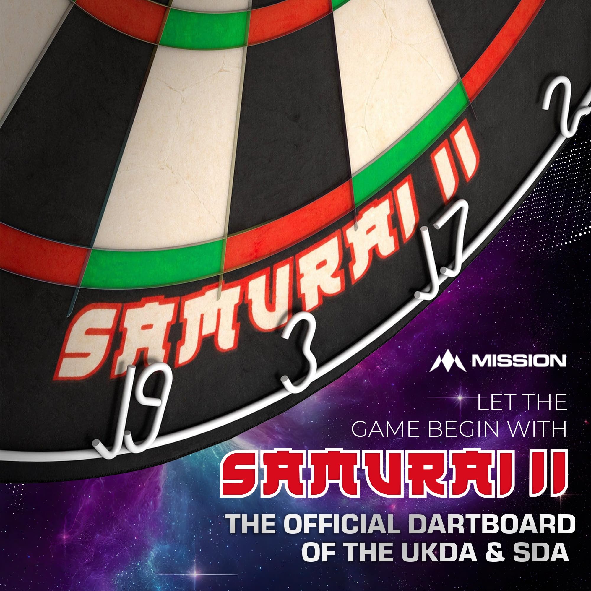 Mission Darts DB023 Samurai II | Professional Competition Standard Dartboard with Ultra Thin Wire Construction and Non Fade Colours