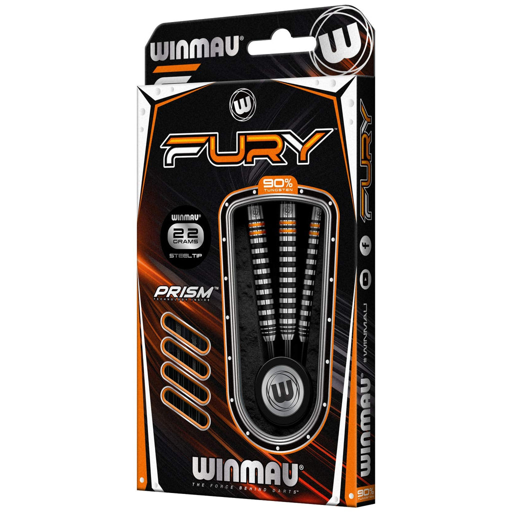WINMAU Darts Fury 22g Tungsten Darts Set with Prism Flights & Vecta Shafts - Professional High-Performance for Precision, Accuracy, Durability &