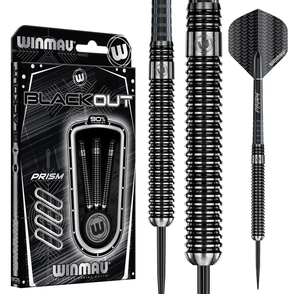 WINMAU Blackout 23 Gram Tungsten Darts Set with Flights and Shafts (Stems)
