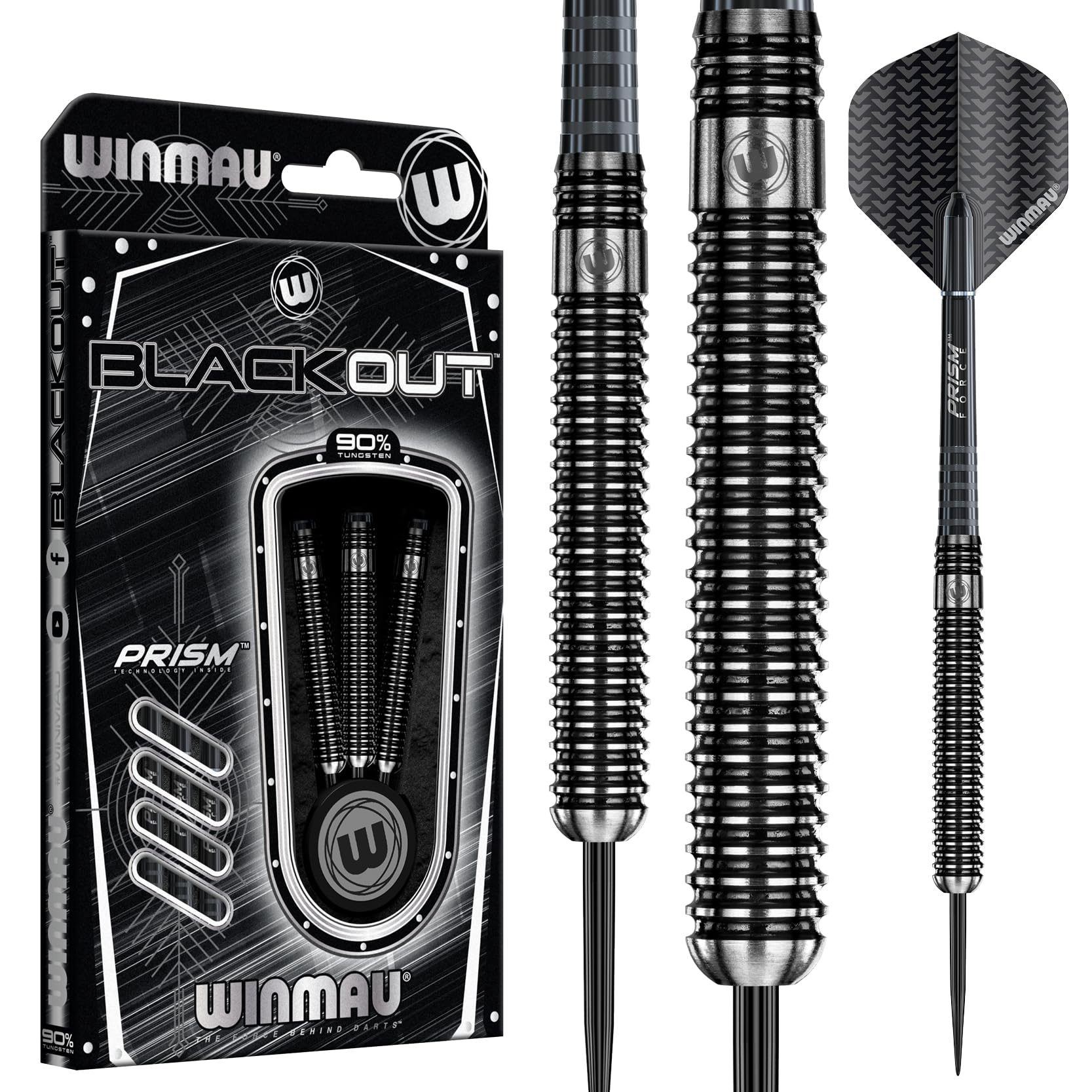 WINMAU Blackout 23 Gram Tungsten Darts Set with Flights and Shafts (Stems)
