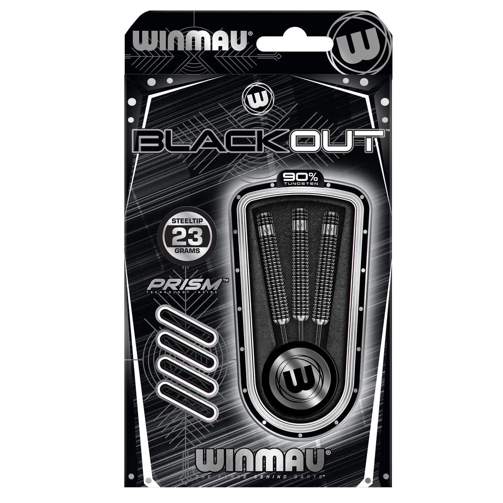 WINMAU Blackout 23 Gram Tungsten Darts Set with Flights and Shafts (Stems)