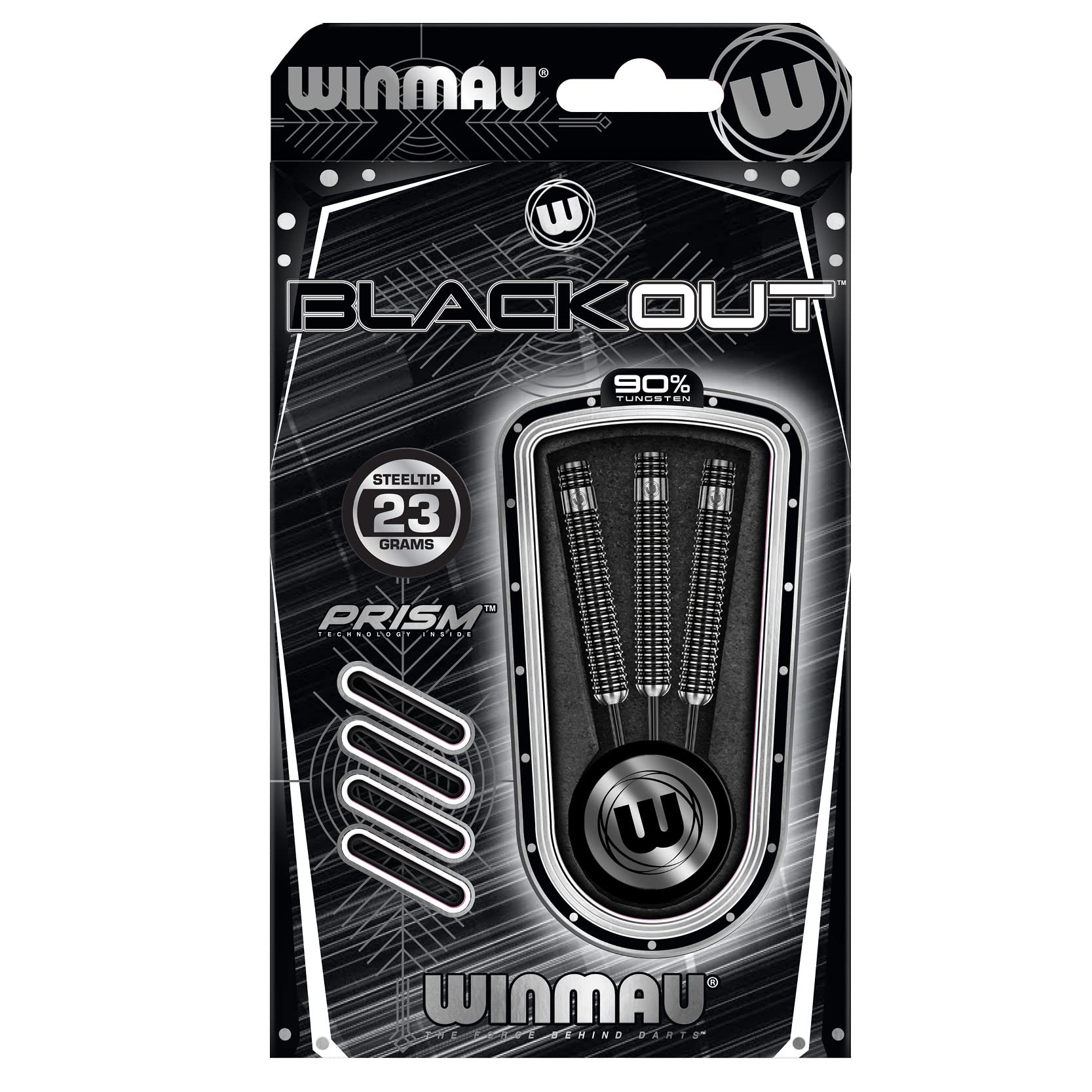 WINMAU Blackout 23 Gram Tungsten Darts Set with Flights and Shafts (Stems)