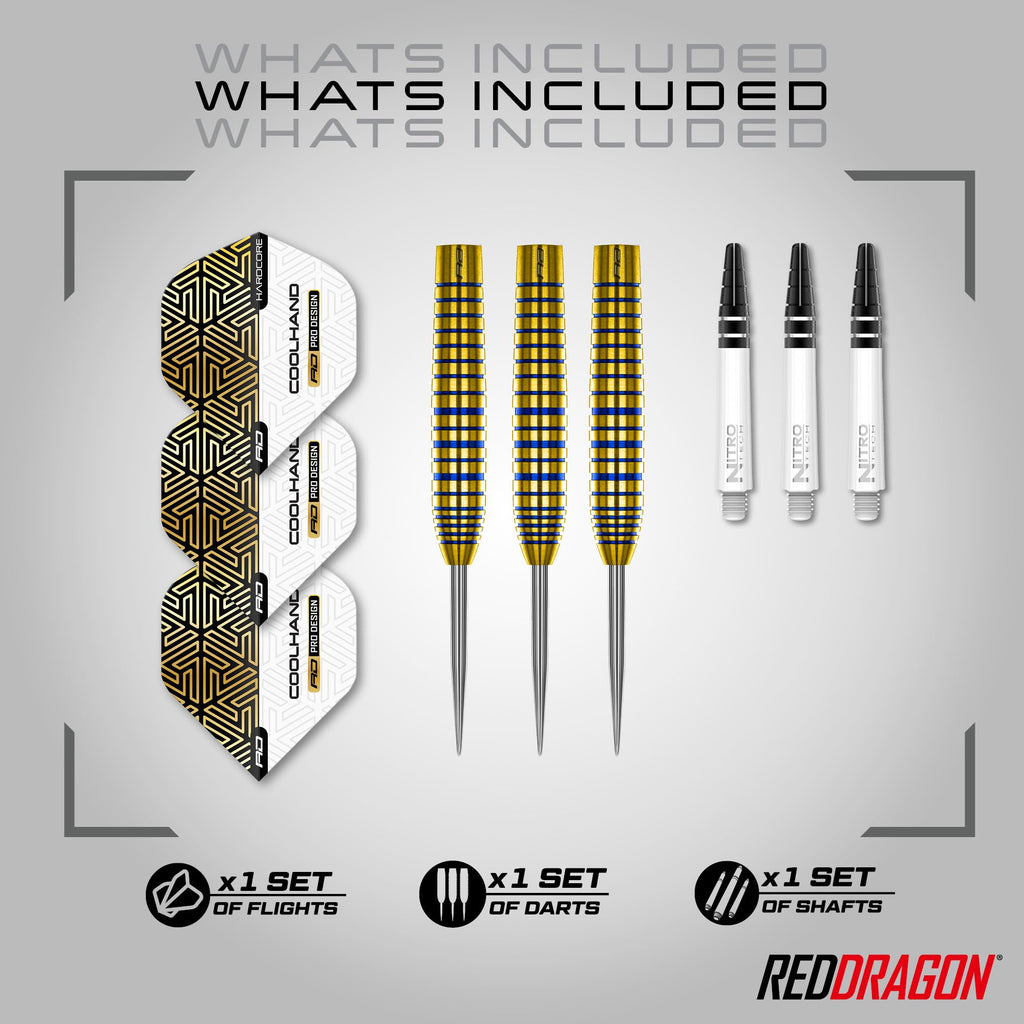 RED DRAGON Luke Humphries TX3 Gold SE 22 Gram Premium Tungsten Steeltip Darts Set with Flights and Stems