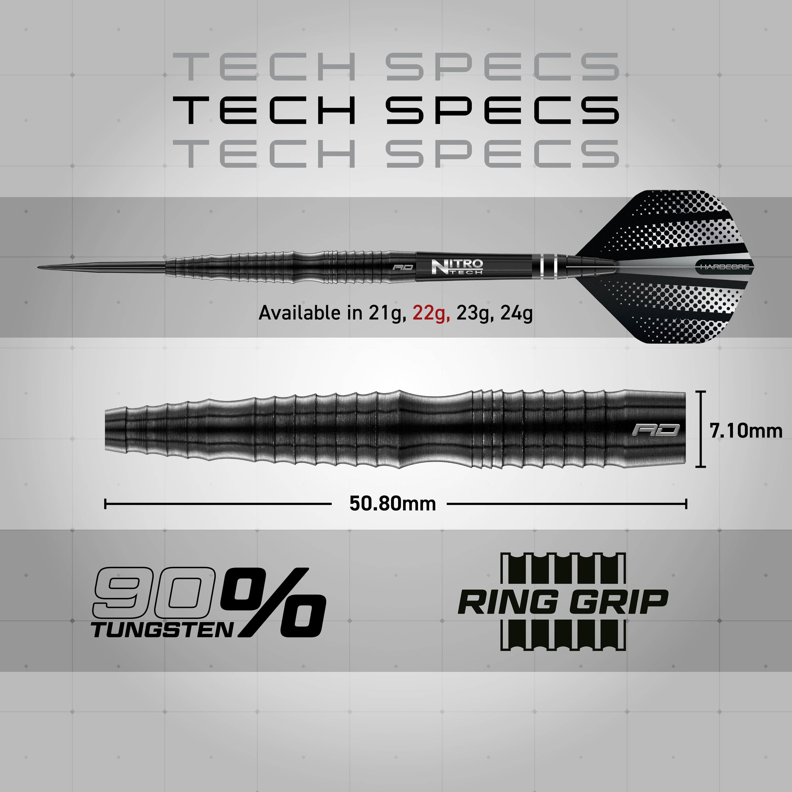 RED DRAGON Razor Edge Extreme 22 Gram Professional Tungsten Darts Set with Flights and Stems