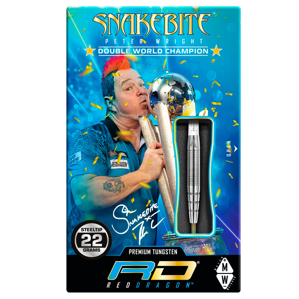 RED DRAGON Darts ? Peter Wright Snakebite 1 Series 23g ? Professional 85% Tungsten Steel Tip Darts Set with Dart Flights and Shafts