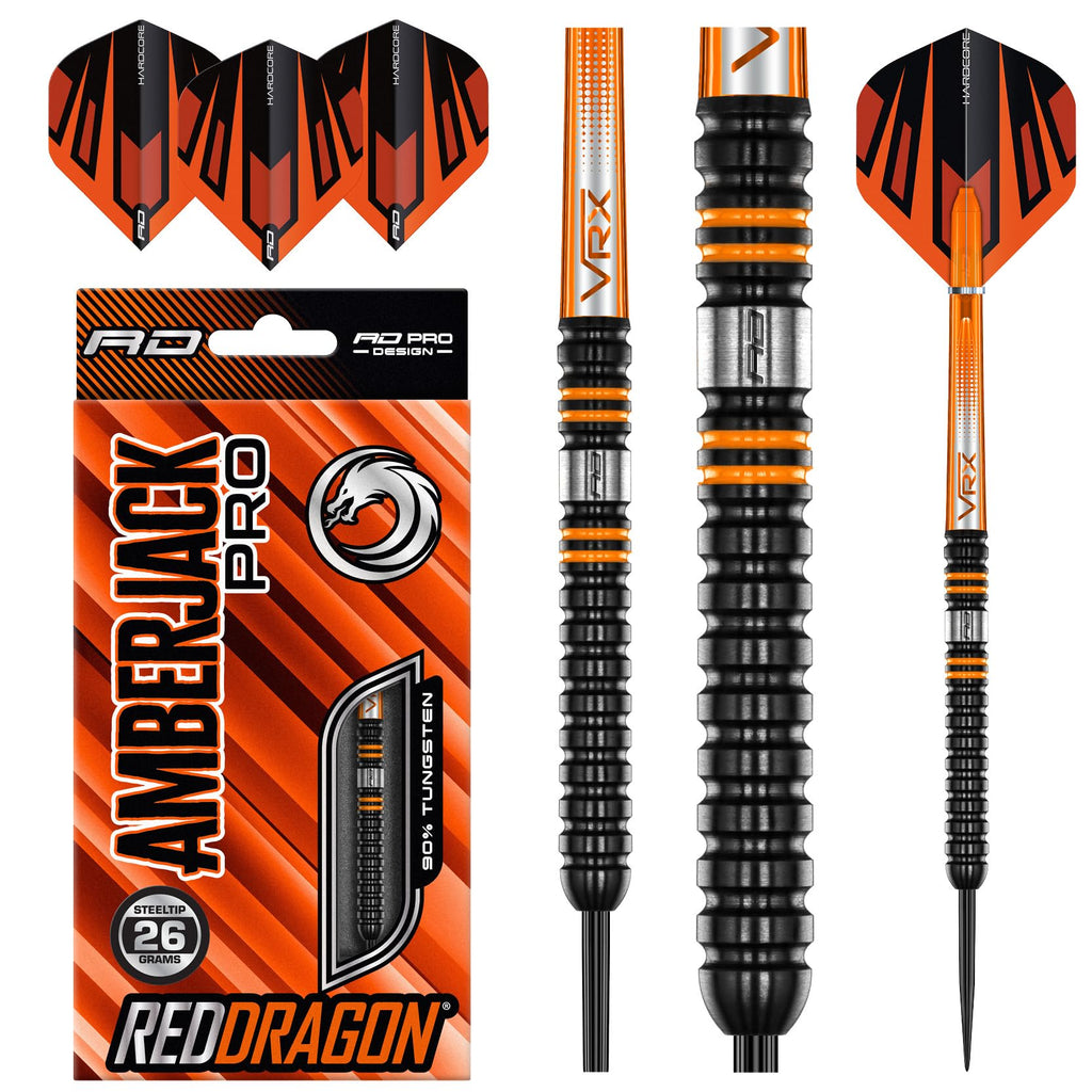 RED DRAGON Amberjack Pro 1 26 Gram Premium Tungsten Darts Set with Flights and Stems