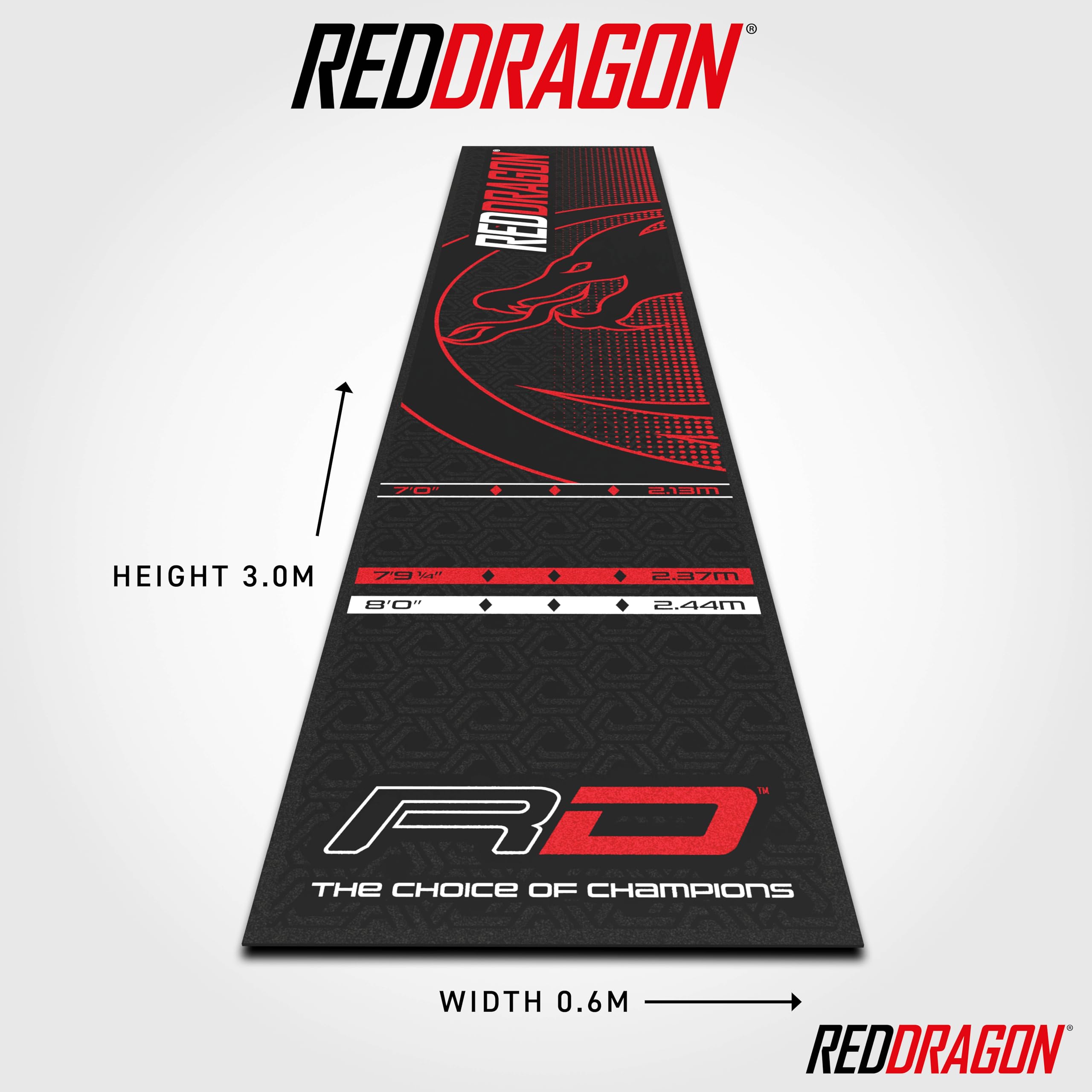 Red Dragon Darts Mat ? Soft Feel Dart Mat with Oche Line - Official Tournament Measurements - Professional Darts Accessories