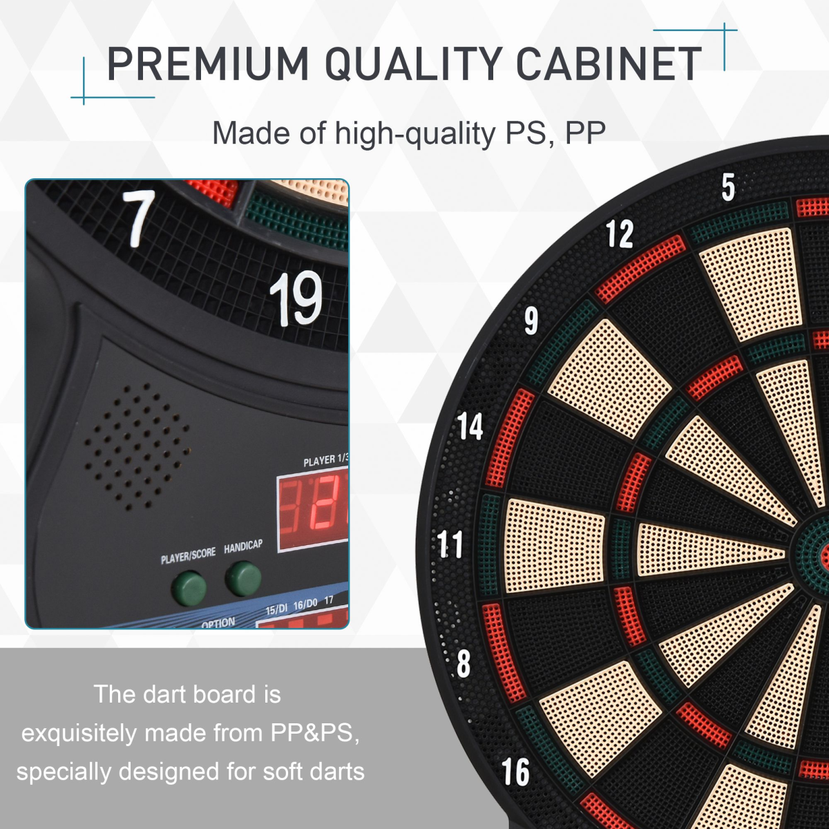 Electronic Dartboard LED Digital Score 27 Games with 12 Soft Darts Ready-to-Play