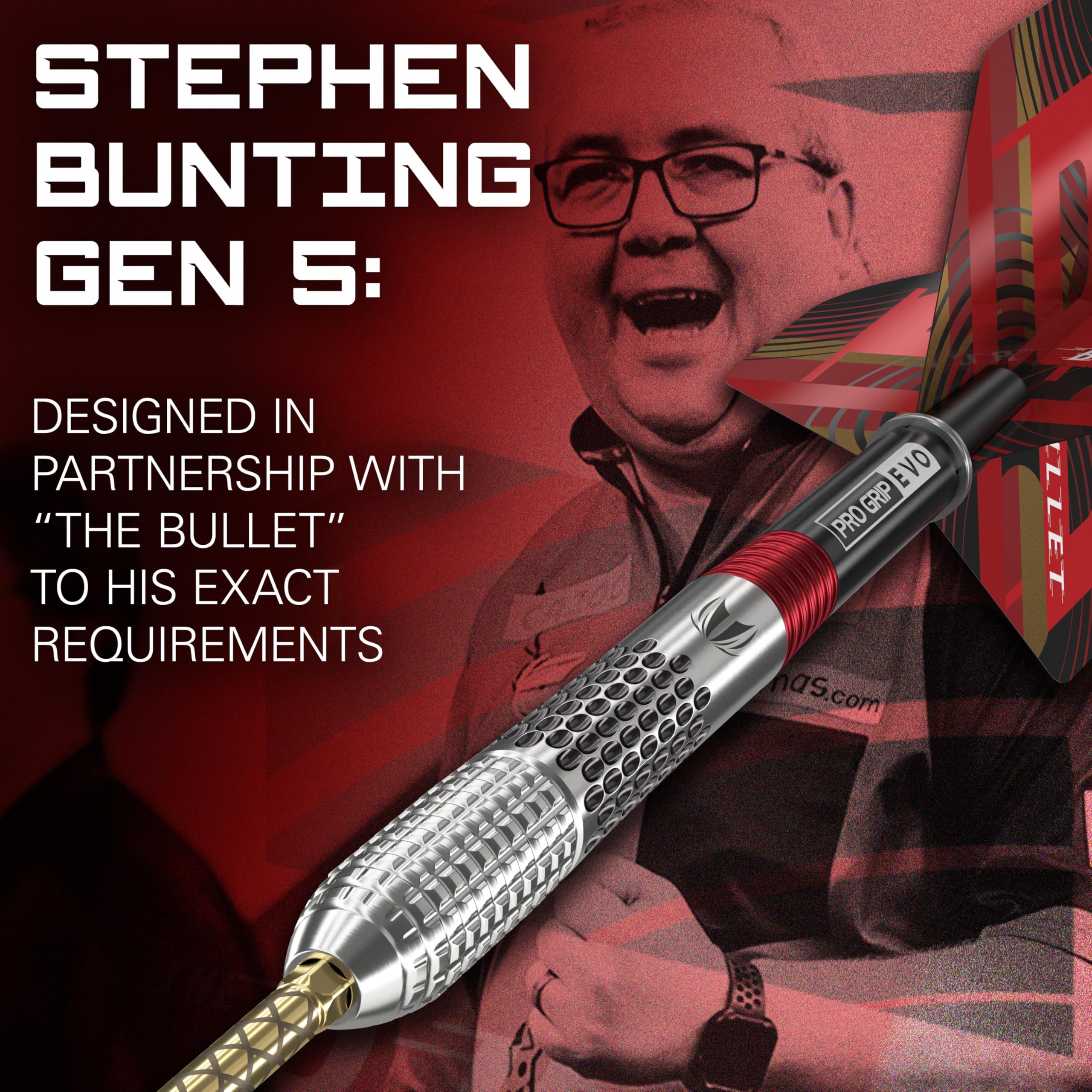 TARGET Darts Stephen Bunting G5 95% Tungsten Dart Set (25G), Steel Tip Swiss Point Darts | Generation 5 Player Edition Darts with Swiss Points,