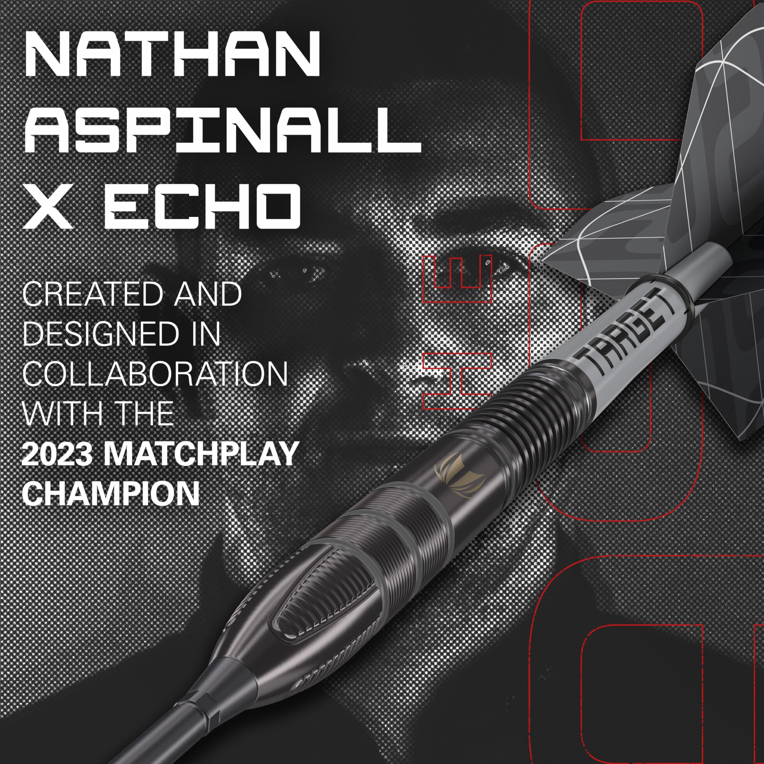 Target Darts Nathan Aspinall x ECHO 90% Tungsten Steel Tip Swiss Point Dart Set ? 23G ASP Player Edition Darts, Pro Grip Shafts & Pro Ultra No.2