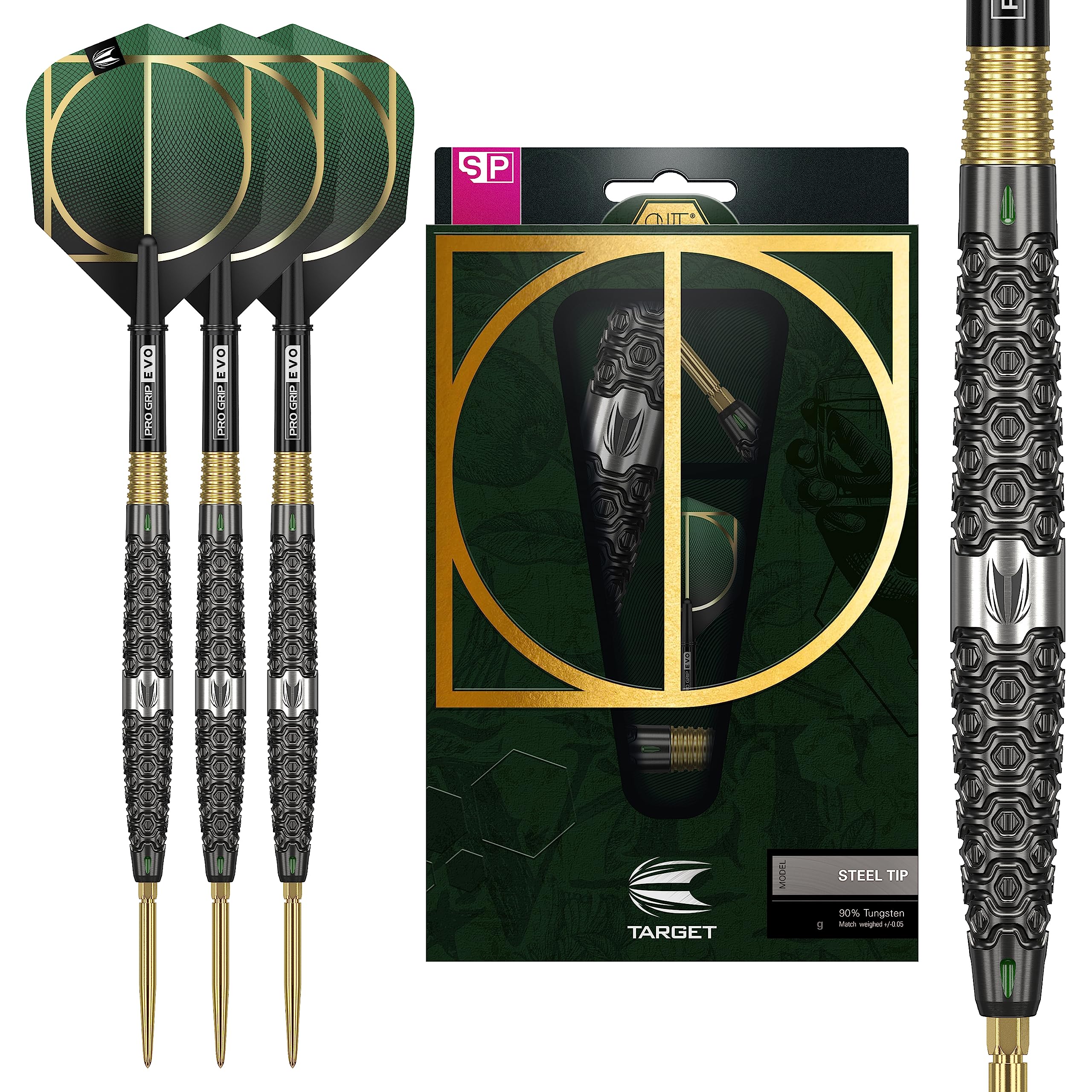 TARGET Darts Cult 01 90% Tungsten Swiss Point Steel Tip Darts Set, 23G | Swiss Point Dart Set, Tungsten Barrel, Professional Darts Set, Swiss Point