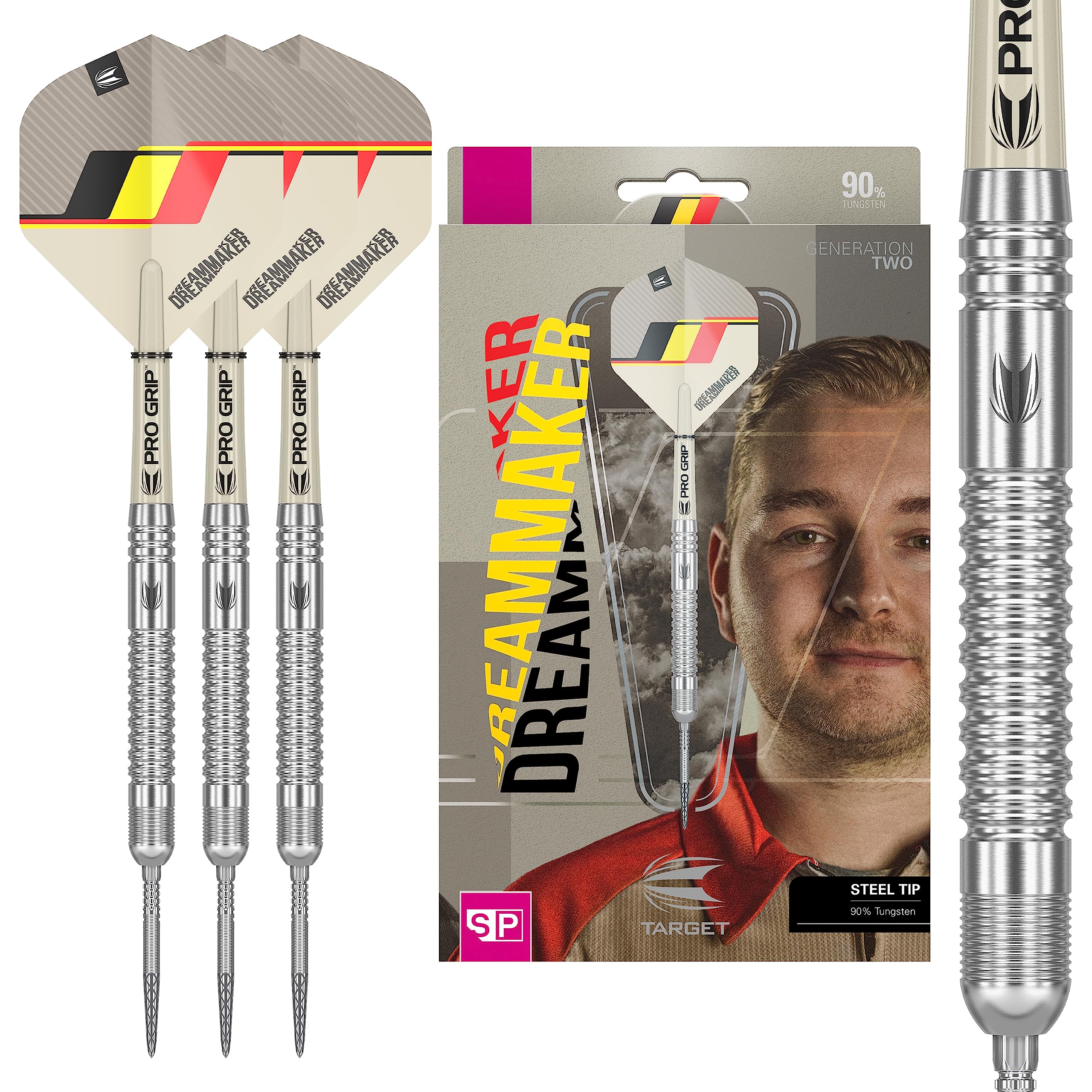 TARGET Darts Dimitri Van den Bergh Dream Maker G2 23G 90% Tungsten Swiss Point Steel Tip Darts Set