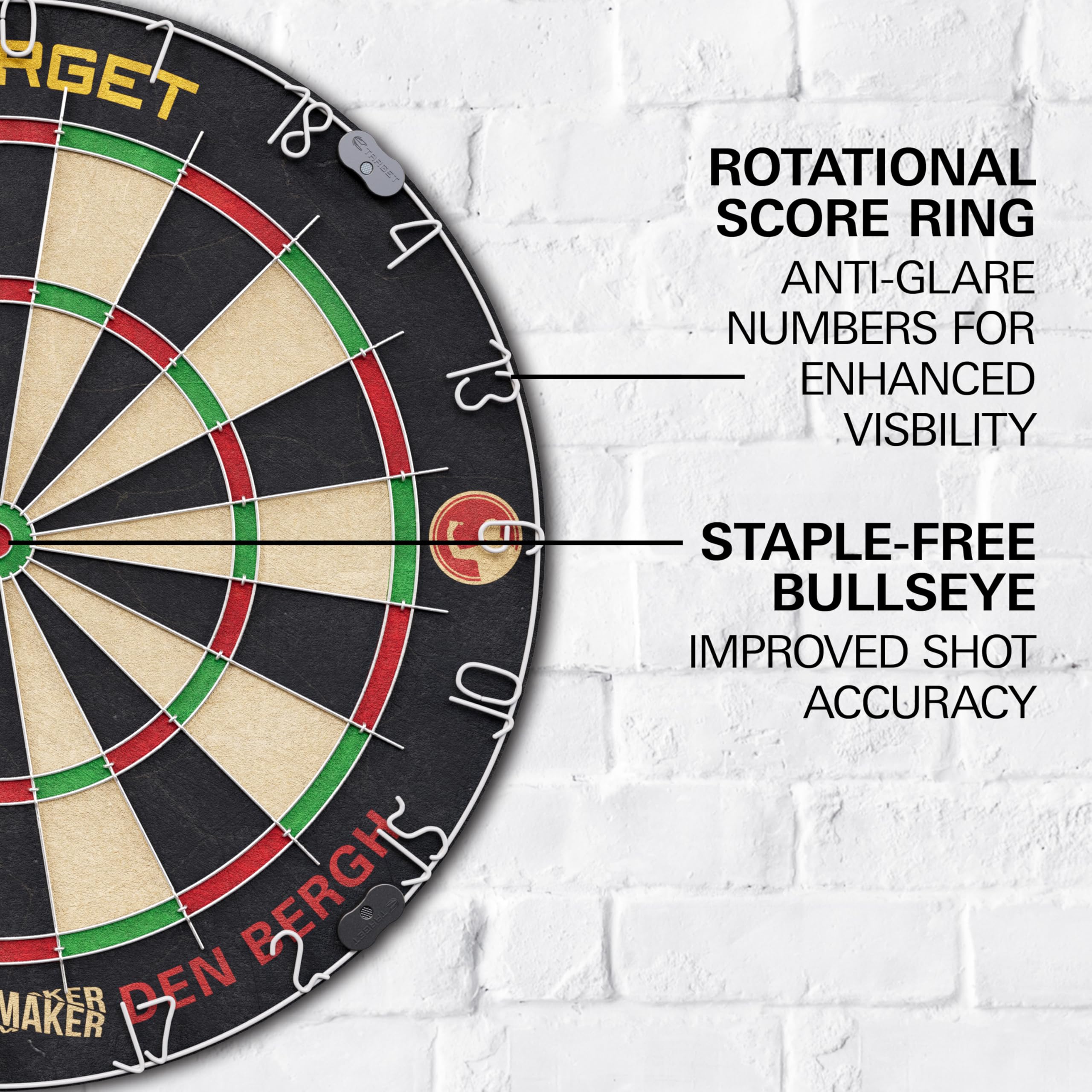 Target Darts Dimitri Van den Bergh Dartboard Set | Player Edition Dart Board Set with 2 Sets of Steel Tip Darts, Competition Standard Throw Line |