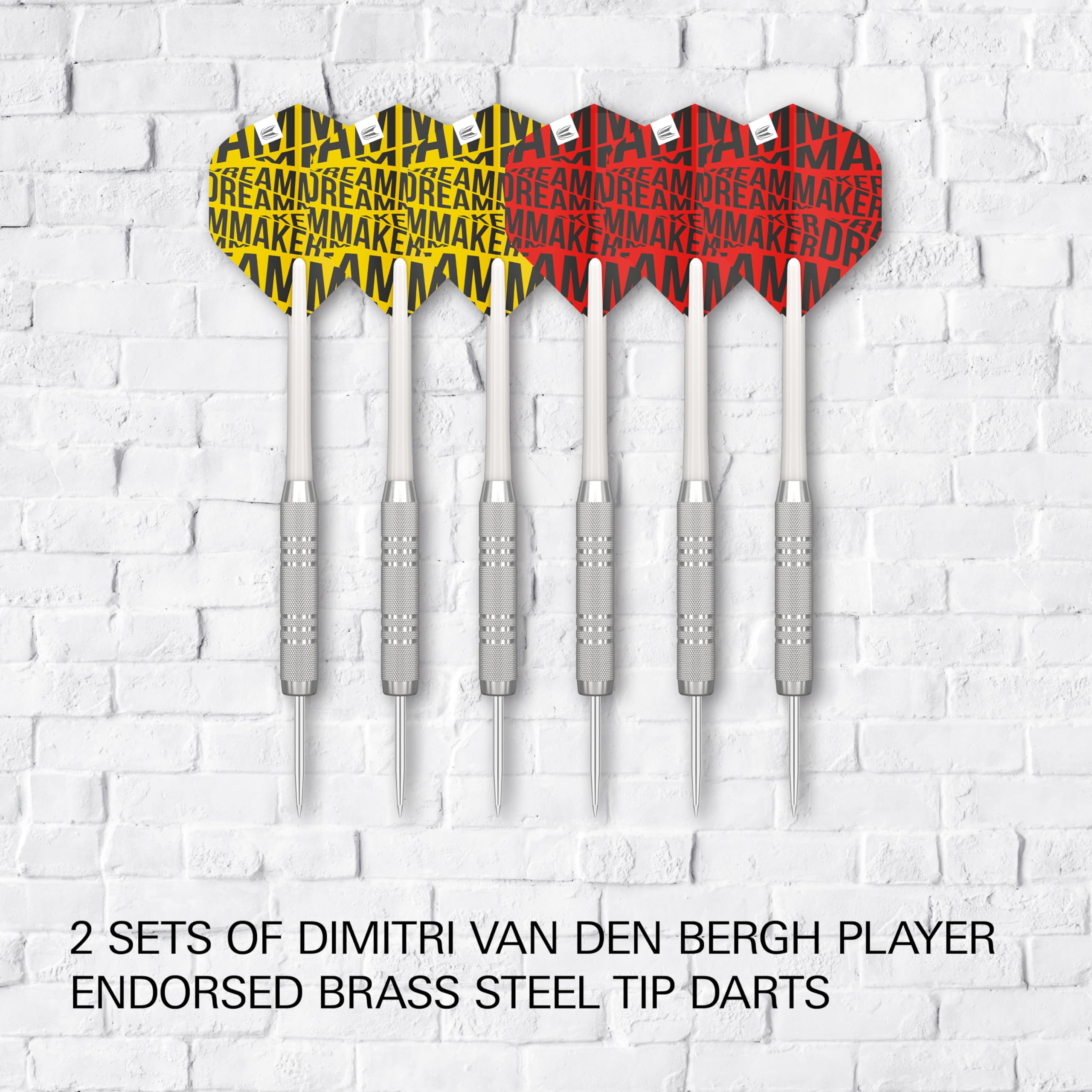 Target Darts Dimitri Van den Bergh Dartboard Set | Player Edition Dart Board Set with 2 Sets of Steel Tip Darts, Competition Standard Throw Line |