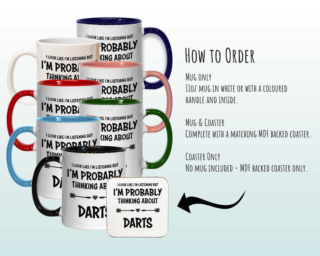 I'm Probably Thinking About Darts Mug Gift 11oz Coffee Mug Gift Idea For Darts Team Player Pub Darts Dart Board For Him Her MG0276