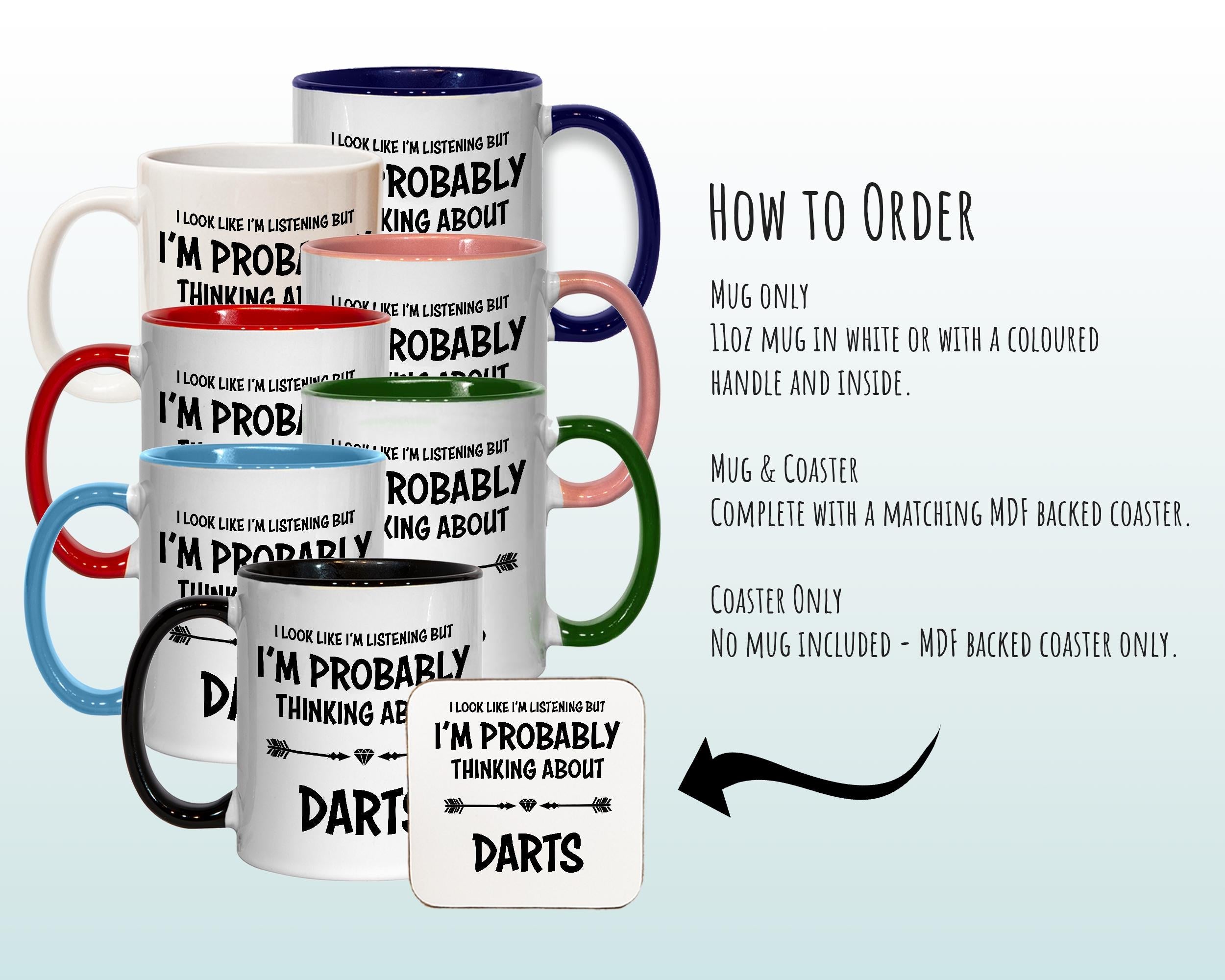 I'm Probably Thinking About Darts Mug Gift 11oz Coffee Mug Gift Idea For Darts Team Player Pub Darts Dart Board For Him Her MG0276