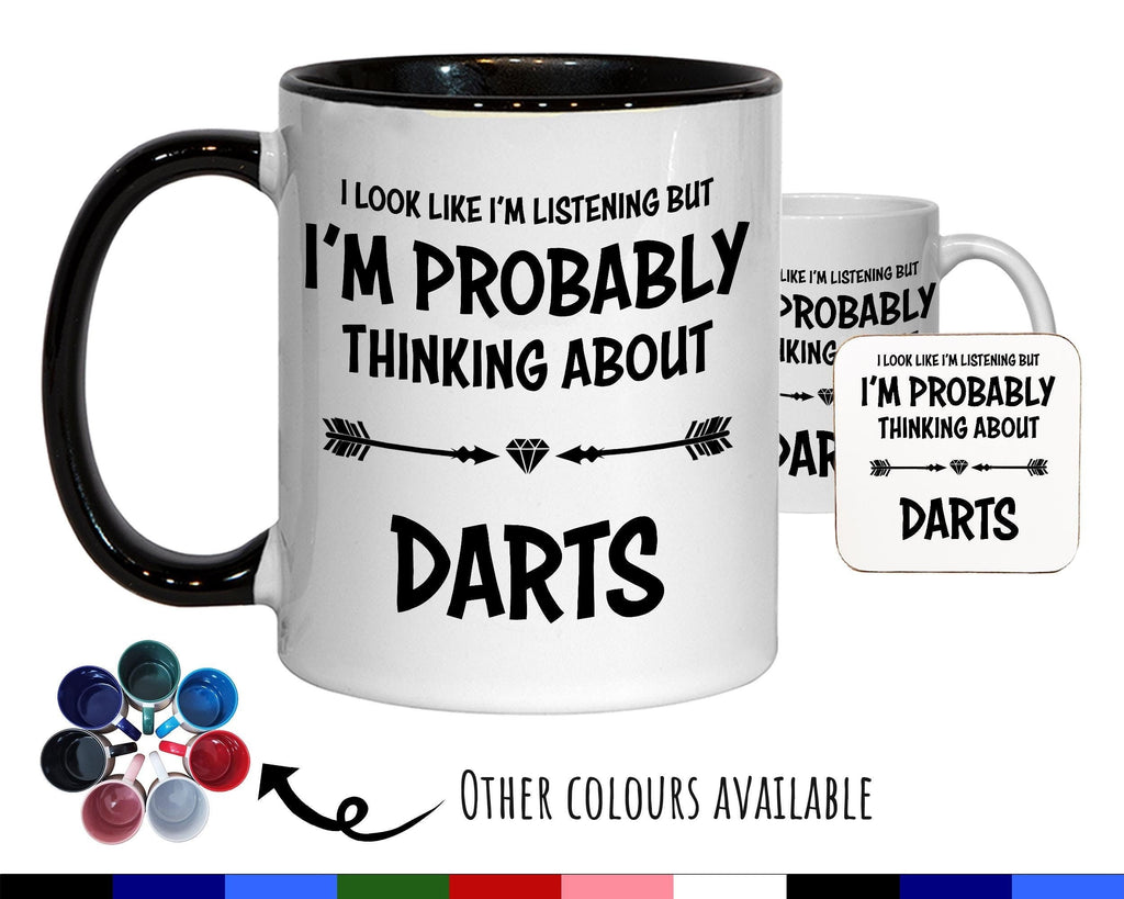 I'm Probably Thinking About Darts Mug Gift 11oz Coffee Mug Gift Idea For Darts Team Player Pub Darts Dart Board For Him Her MG0276