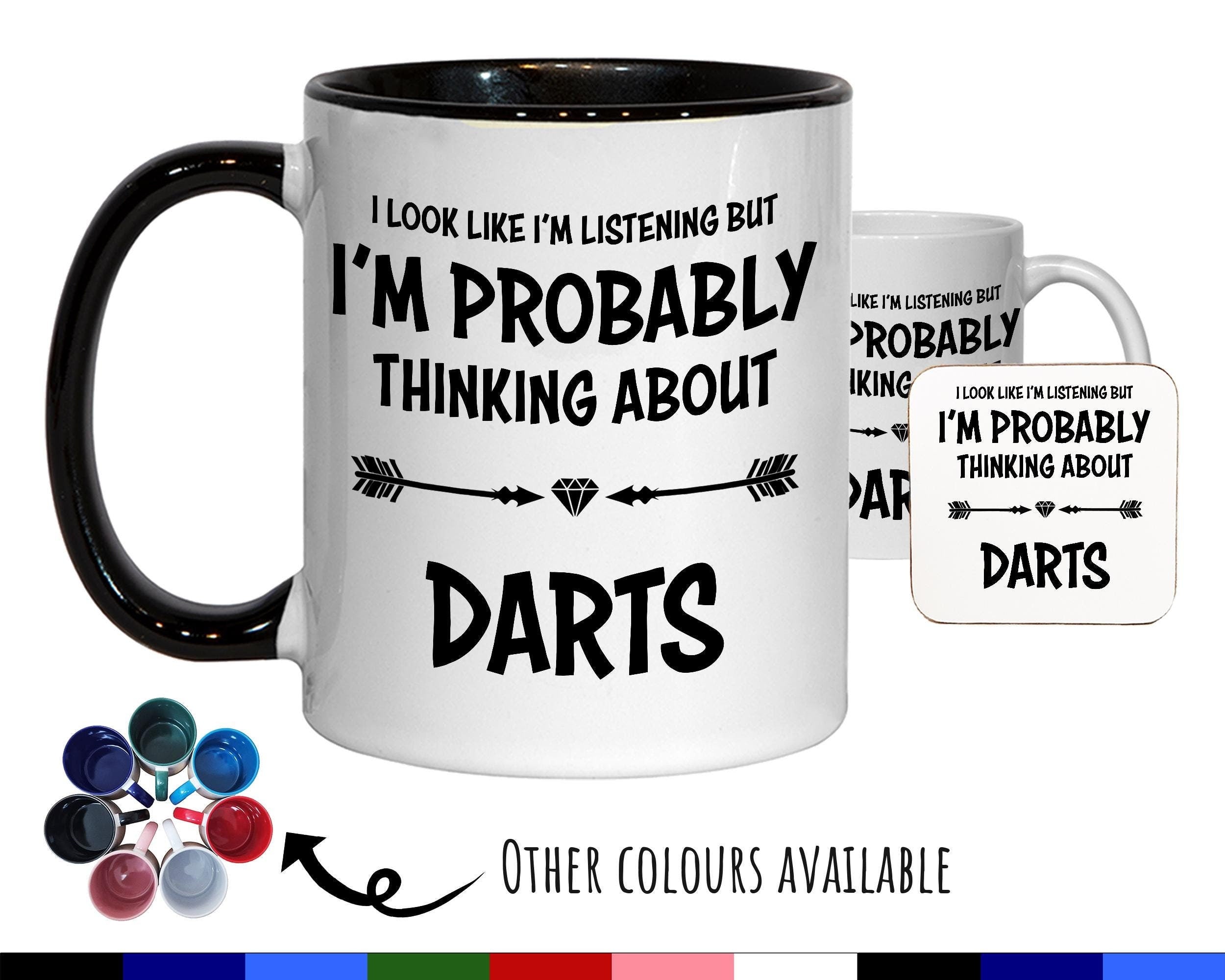 I'm Probably Thinking About Darts Mug Gift 11oz Coffee Mug Gift Idea For Darts Team Player Pub Darts Dart Board For Him Her MG0276