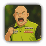 Micheal Van Gerwen celbrating coaster mockup of 1 coaster
